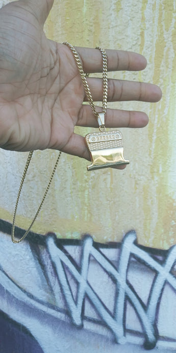 14k Gold Plated 3mm Cuban link chain and pendant  set