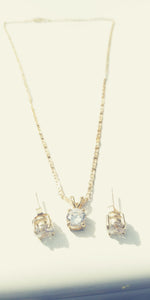 14k Gold Filled Womens Full Set Chain pendant and earrings