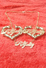 14k Gold Filled Womens Full Set Chain Royalty plate And bamboo Earrings