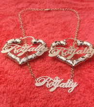 14k Gold Filled Womens Full Set Chain Royalty plate And bamboo Earrings