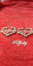 14k Gold Filled Womens Full Set Chain Royalty plate And bamboo Earrings