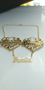 14k Gold Filled Womens Full Set Chain 👸 Princess plate And bamboo Earrings