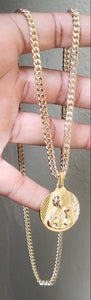 14k Gold Filled 3mm Cuban Link Chain and pendant