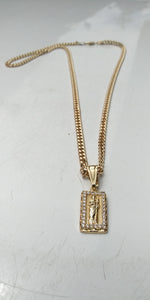 14k Gold Filled 3mm Cuban Link Chain and st jude pendant