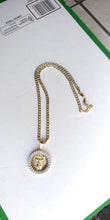 18k Gold Filled 5mm Cuban Link Diamond Cut Chain and iced out jesus Pendant  Set