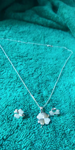 Silver Necklace and Studd Earrings cz diamonds