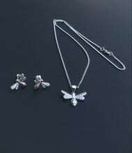 Rodium plated Necklace and Studd Earrings cz diamonds