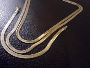 14k Gold filled 4mm 18inch 20inch Layered Herringbone Chain and Bracelet set