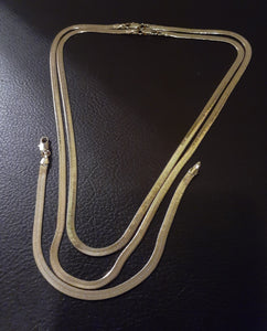 14k Gold filled 4mm 18inch 20inch Layered Herringbone Chain and Bracelet set