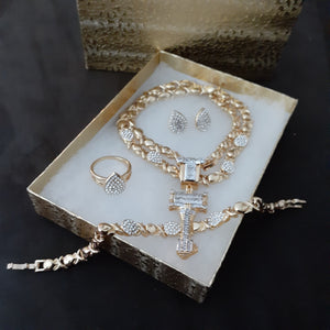 14k Gold Plated Womens "Its the key to my Heart"💖 X&o Hugs and Kisses Full xoxo Set Chain earrings ring and Bracelet
