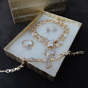14k Gold Plated Womens "Its the key to my Heart"💖 X&o Hugs and Kisses Full xoxo Set Chain earrings ring and Bracelet
