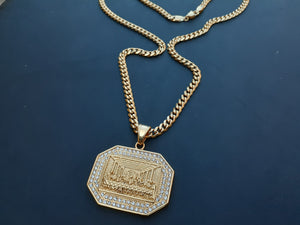14k Gold plated 6mm Cuban Link Chain and Pendant