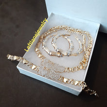 14k Gold Plated Womens 💖 X&o Hugs and Kisses Full xoxo I love you Set Chain And Bracelet with I love you earrings