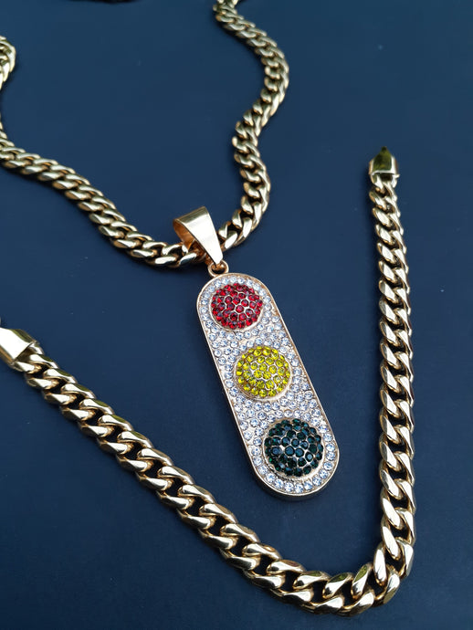 14k gold plated 6mm Miami Cuban link Chain bracelet  and pendant set