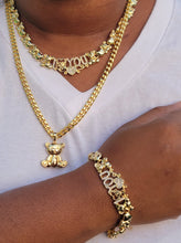 14k Gold Filled Full bear duo xoxo set Chain, Bracelet And Earrings