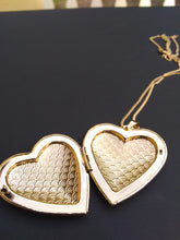 18k Gold Filled 2mm Cuban Link Chain and Heart Locket Pendant  Set
