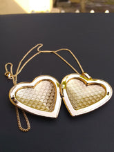 18k Gold Filled 2mm Cuban Link Chain and Heart Locket Pendant  Set