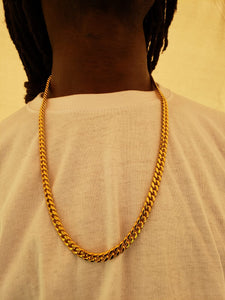 8mm 18k or 14k Gold Plated Miami Cuban Link Chain