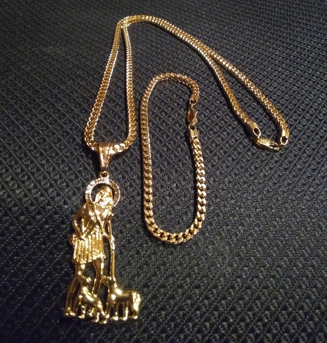 14k Franco Chain Bracelet And Pendent Set