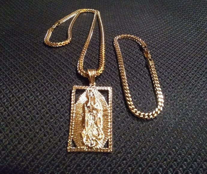 14k Franco Chain Bracelet And Pendent Set