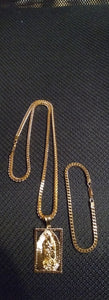 14k Franco Chain Bracelet And Pendent Set