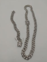 14k 12mm White Gold plated micro pave Lab diamond Cuban link two chain setup