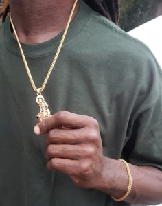 14k Franco Chain Bracelet And Pendent Set