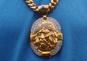 18k gold plated Big Jesus pendant