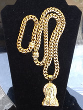 New Arrival 14k Gold Plated 12mm Cuban Link Chain And Bracelet Set With Pendant