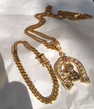 6mm 14k Gold plated Cuban Link Chain and Bracelet with Gold filled St Barbara Pendant