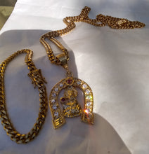 6mm 14k Gold plated Cuban Link Chain and Bracelet with Gold filled St Barbara Pendant