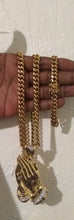 New Arrival 14k Gold Plated 8mm Cuban Link Chain And Bracelet Set With A Nice Praying Hands Piece