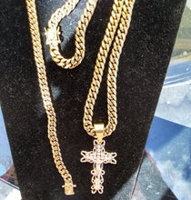 New Arrival 14k Gold Plated 8mm Cuban Link Chain And Bracelet Set With A Nice Piece