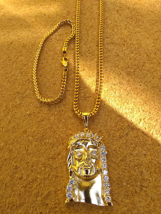 14k Franco Chain Bracelet And Pendent Set