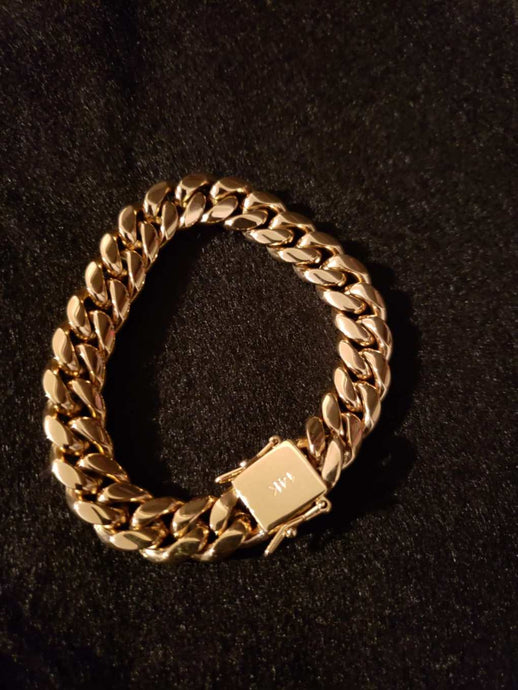 12mm 14k Gold Plated Miami Cuban Link Bracelet