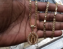 18k Gold Filled 5mm Cuban Link Diamond Cut Chain Bracelet  and Pendant  Set