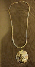 4mm 18k Tri Color Gold Filled Cuban Link Diamond Cut chain and gold filled Tri Color st. Barbara pendant