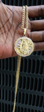 18k Gold Filled 4mm Cuban Link Diamond Cut Chain and Pendant  Set