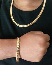 10mm 18k gold plated Flat Miami Cuban link set chain and bracelet