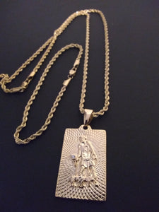14k Rope Chain Bracelet And Pendent Set