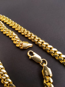 10k Gold Bonded 925 Sterling Silver 4mm Cuban link Chain and Bracelet set