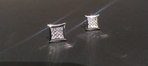 Silver Studd Earrings cz diamonds