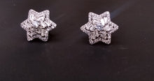 Silver Star Studd Baguette Earrings cz diamonds