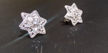 Silver Star Studd Baguette Earrings cz diamonds