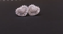 Silver Heart Studd Baguette Earrings cz diamonds