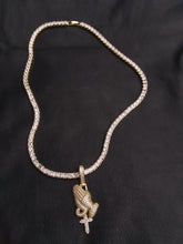 Gold or White Gold filled 3 mm tennis chain and iced out pendant