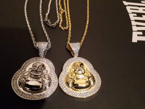 14k gold-plated Iced Out Buddha emoji 3mm Chain and Pendant set