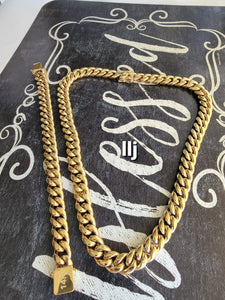 12mm 14k or 18k gold plated Miami Cuban link chain and bracelet set