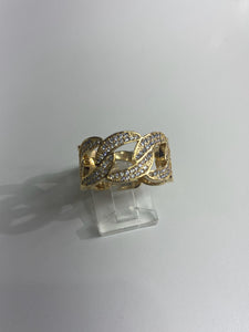 Gold filled Cuban link Ring with Cz diamonds