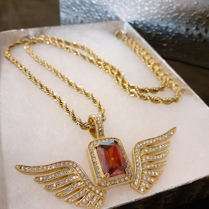 18k Gold Plated 4mm Rope chain and pendant  set